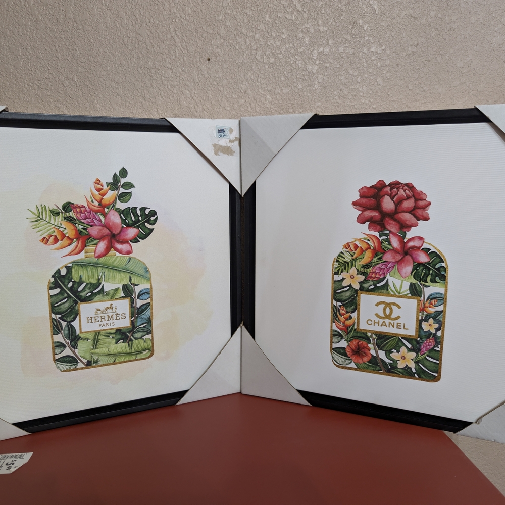 Chanel and Hermes Floral Perfume Art Prints